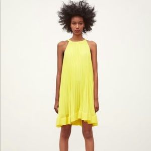 Zara pleated yellow dress